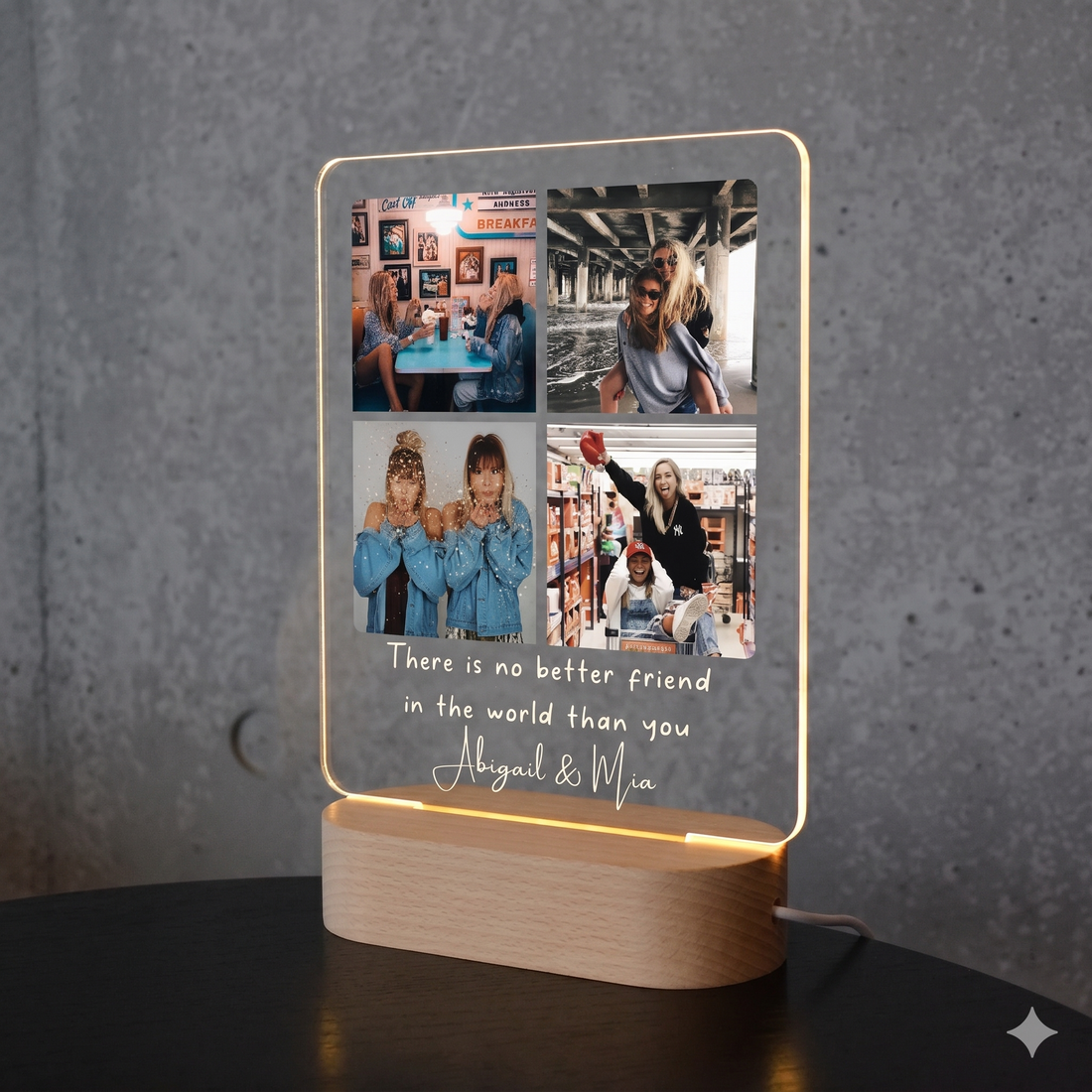 Custom Friendship Day Photo Lamp  | Personalized Acrylic LED Lamp for Best Friend | Customized Memory Night Light Gift