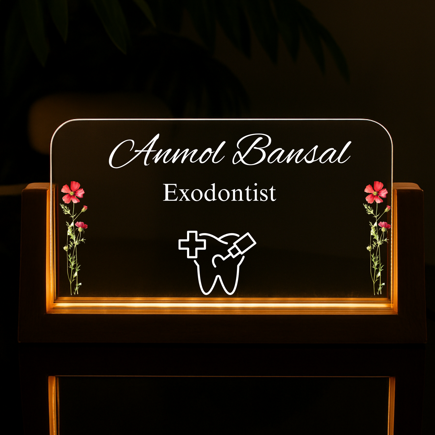 Customized Acrylic Designation Name Plate with Adapter| Exodontist