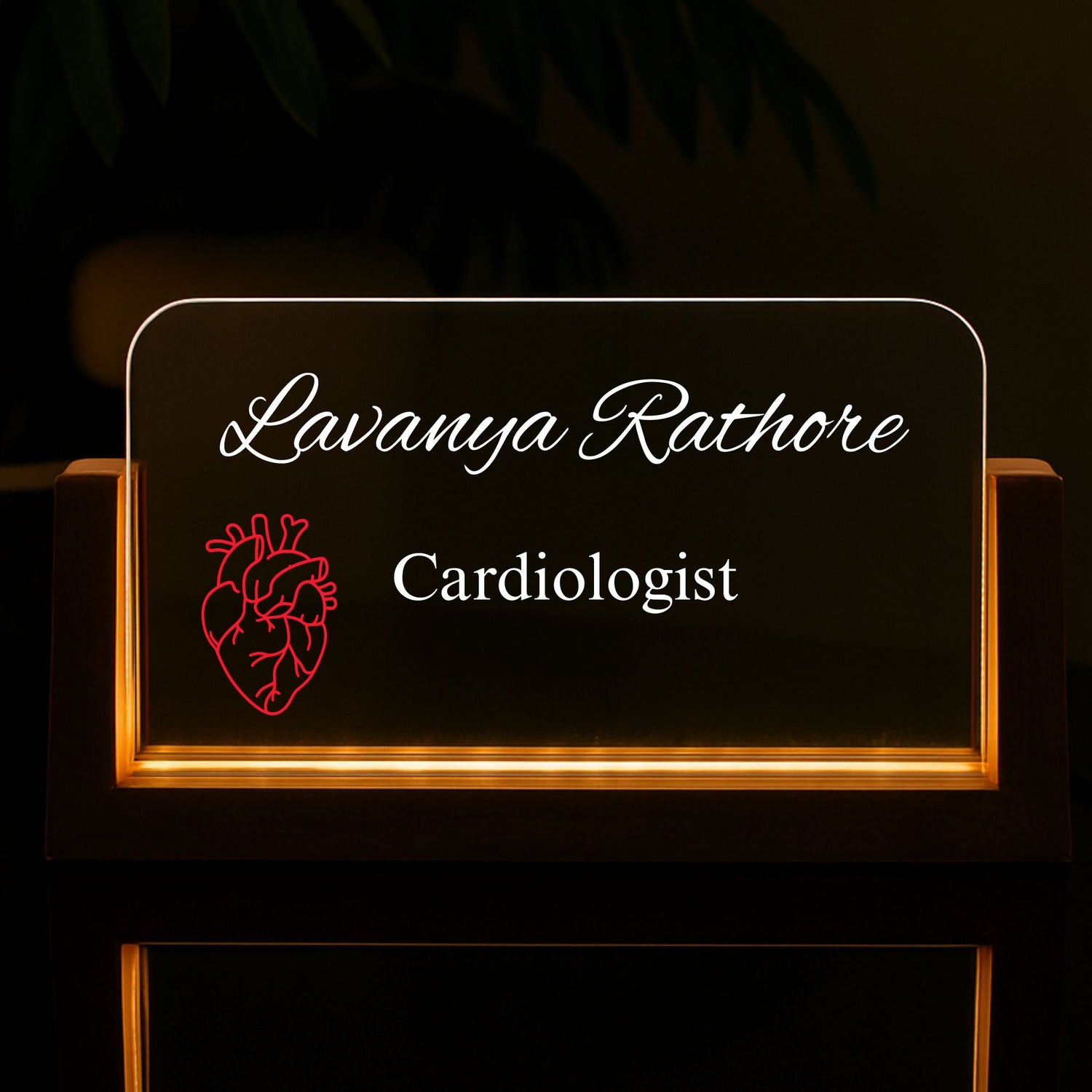 Customized Acrylic Designation Name Plate with Adapter|Cardiologist
