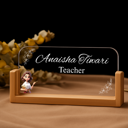 Customized Acrylic Designation Name Plate with Adapter | Personalized Office &amp; Professional Name Board| Teacher