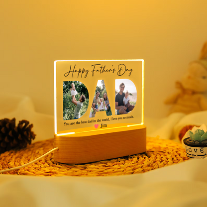 Custom Photo Night Light, Daddy Photo Collage LED Light, Personalized Photo Lamp, Birthday Gift for Dad, Father&