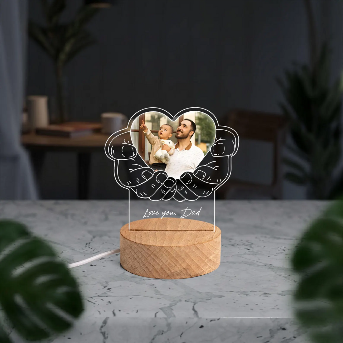 Custom Photo Night Light, Daddy Photo Collage LED Light, Personalized Photo Lamp, Birthday Gift for Dad, Father&
