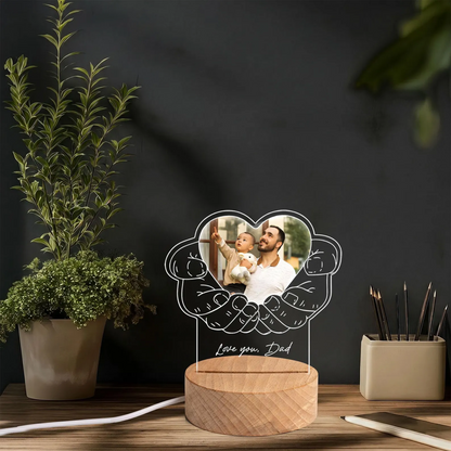 Custom Photo Night Light, Daddy Photo Collage LED Light, Personalized Photo Lamp, Birthday Gift for Dad, Father&