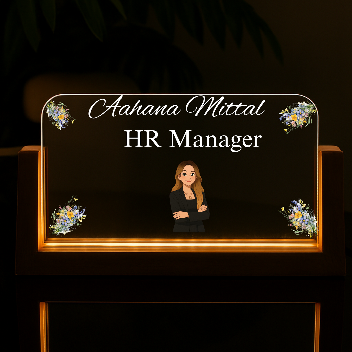 Customized Acrylic Designation Name Plate with Adapter|Personalized Office &amp; Professional Name Board | HR