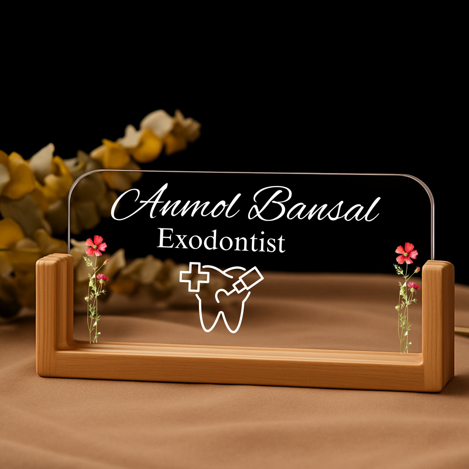 Customized Acrylic Designation Name Plate with Adapter| Exodontist