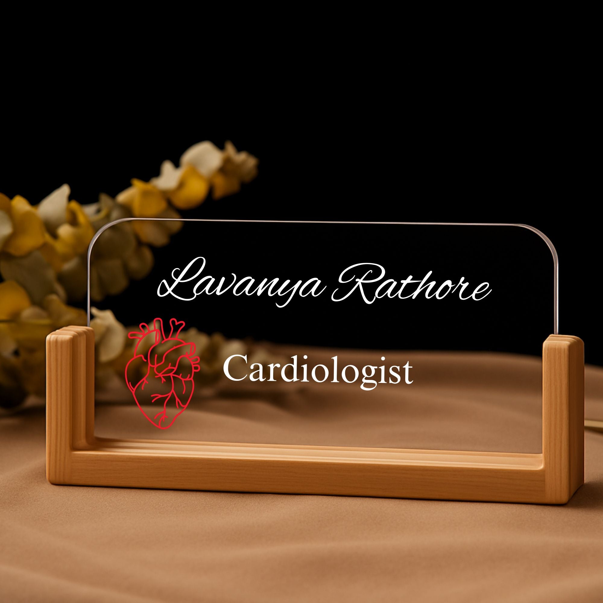 Customized Acrylic Designation Name Plate with Adapter|Cardiologist