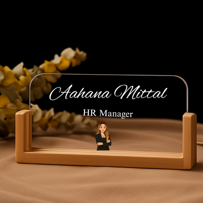 Customized Acrylic Designation Name Plate with Adapter|Personalized Office &amp; Professional Name Board | HR
