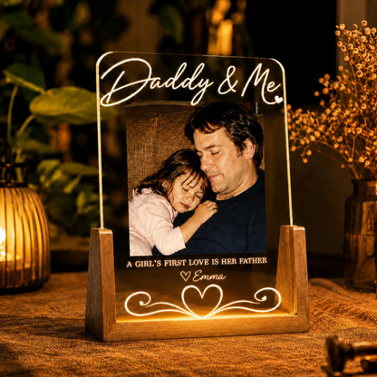 Custom Photo Night Light, Daddy Photo Collage LED Light, Personalized Photo Lamp, Birthday Gift for Dad, Father&