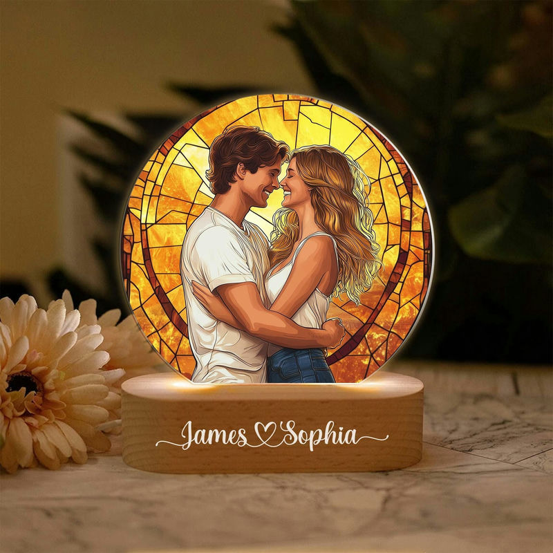 Personalized Couple Photo Art Night Light– Custom LED Lamp for Anniversary, Wedding & Romantic Gifts