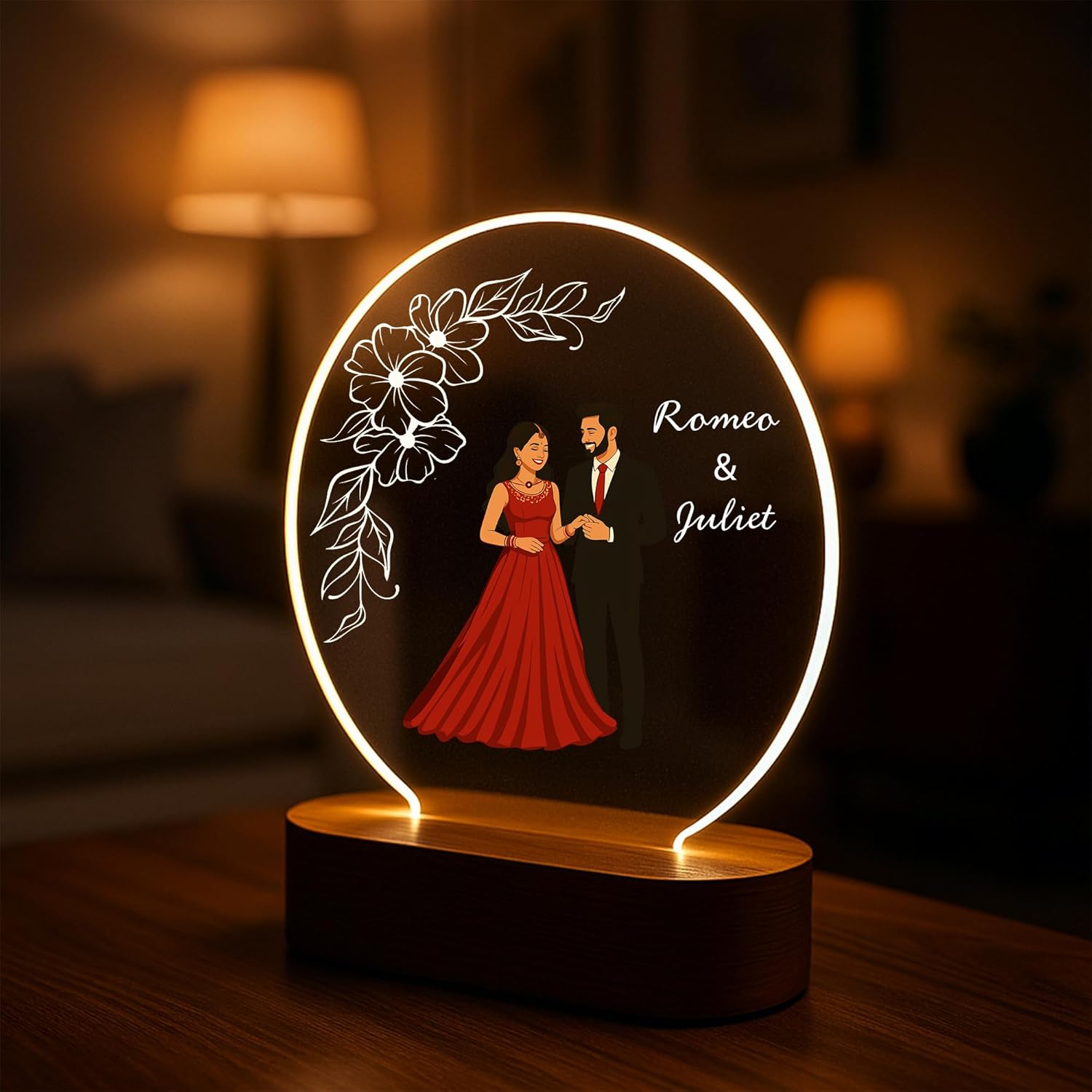 Acrylic Customized Photo Frame with LED | Personalized Name &amp; Picture | Premium Birthday &amp; Anniversary Gift