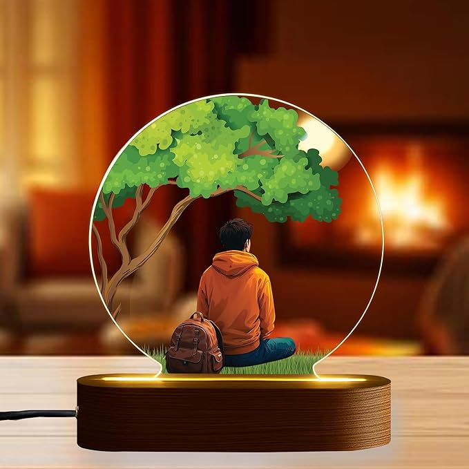 Personalized Acrylic Frame on Wooden Base | Modern Photo Gift