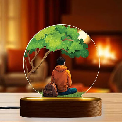 Personalized Acrylic Frame on Wooden Base | Modern Photo Gift