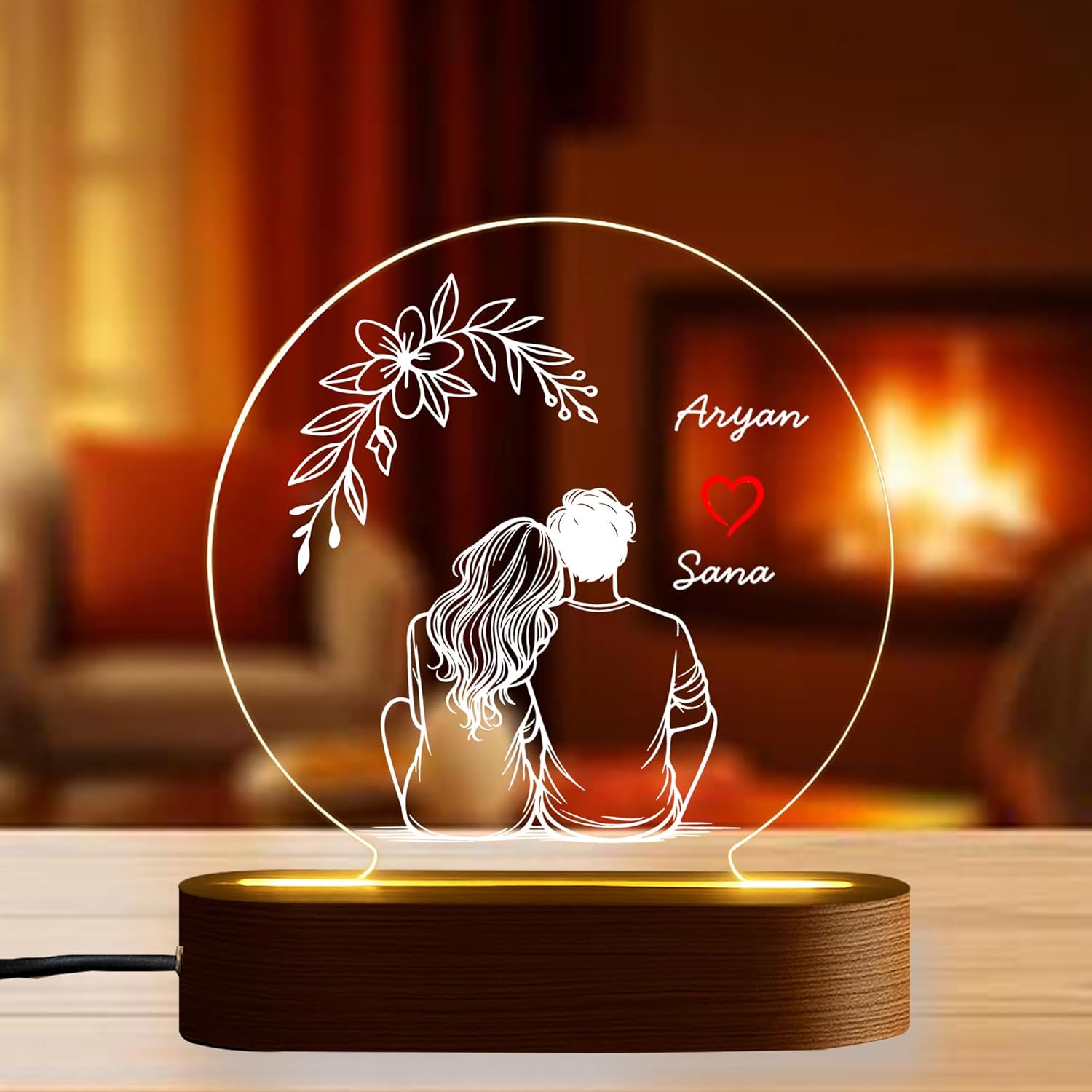 Personalized Acrylic Photo Frame on Wooden Base | Premium Memory Display