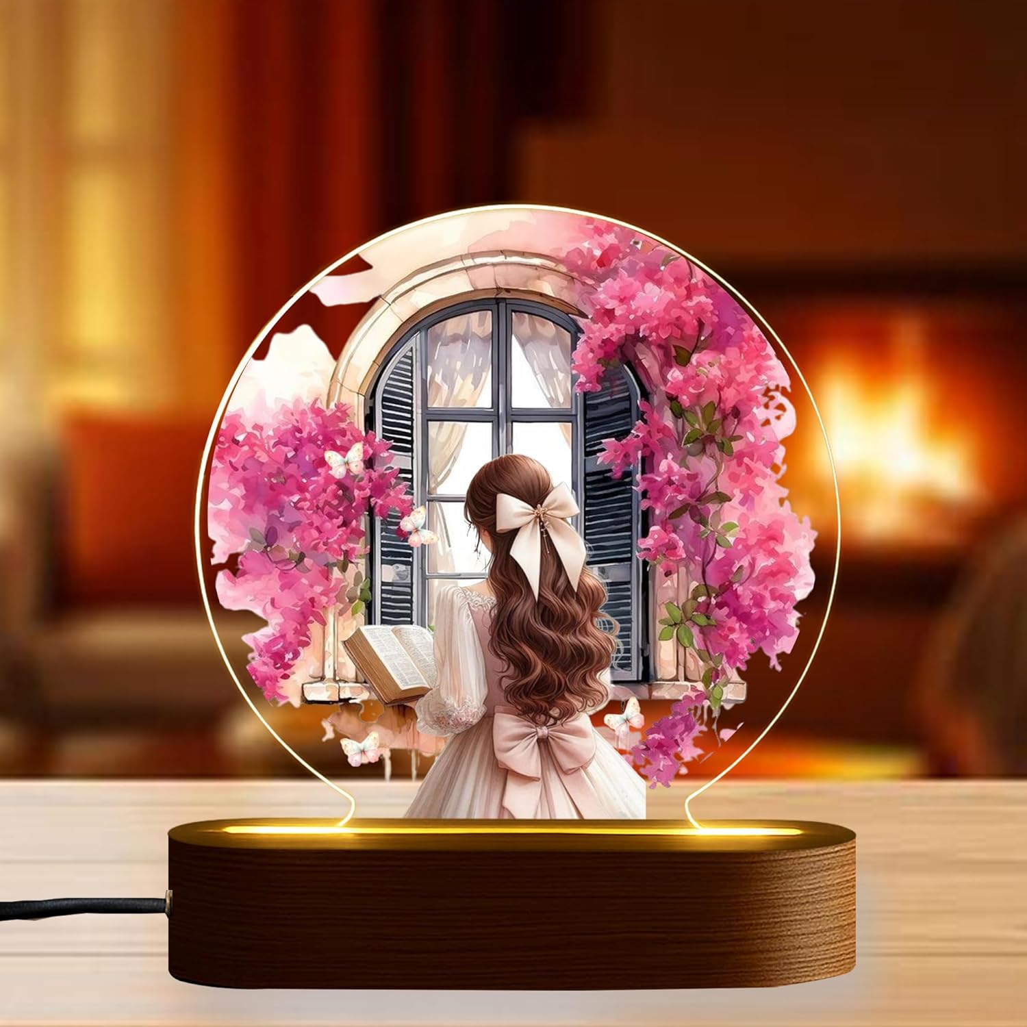 Personalized Acrylic Photo Frame with Wooden Base | Aesthetic Window-View Art Gift