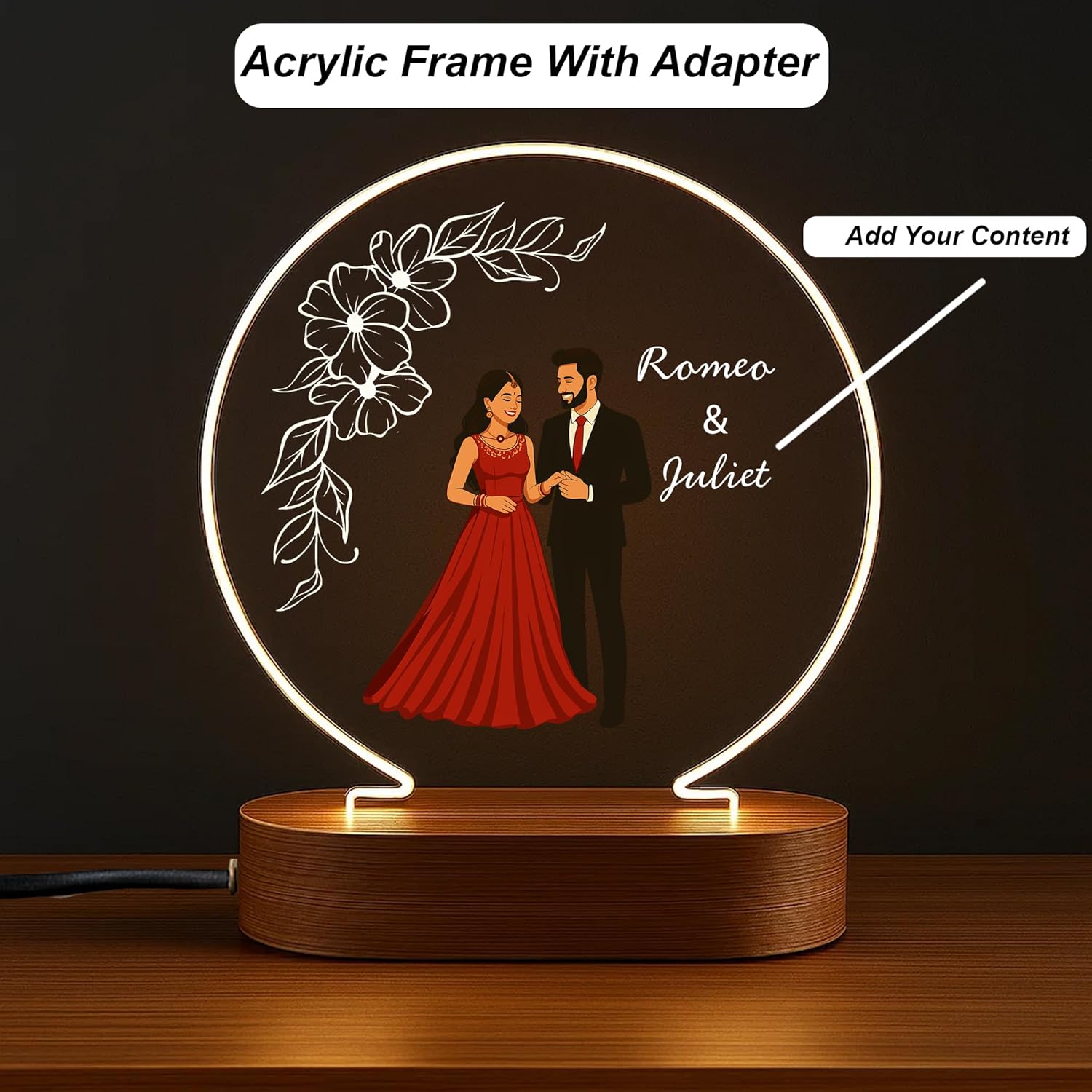 Acrylic Customized Photo Frame with LED | Personalized Name &amp; Picture | Premium Birthday &amp; Anniversary Gift