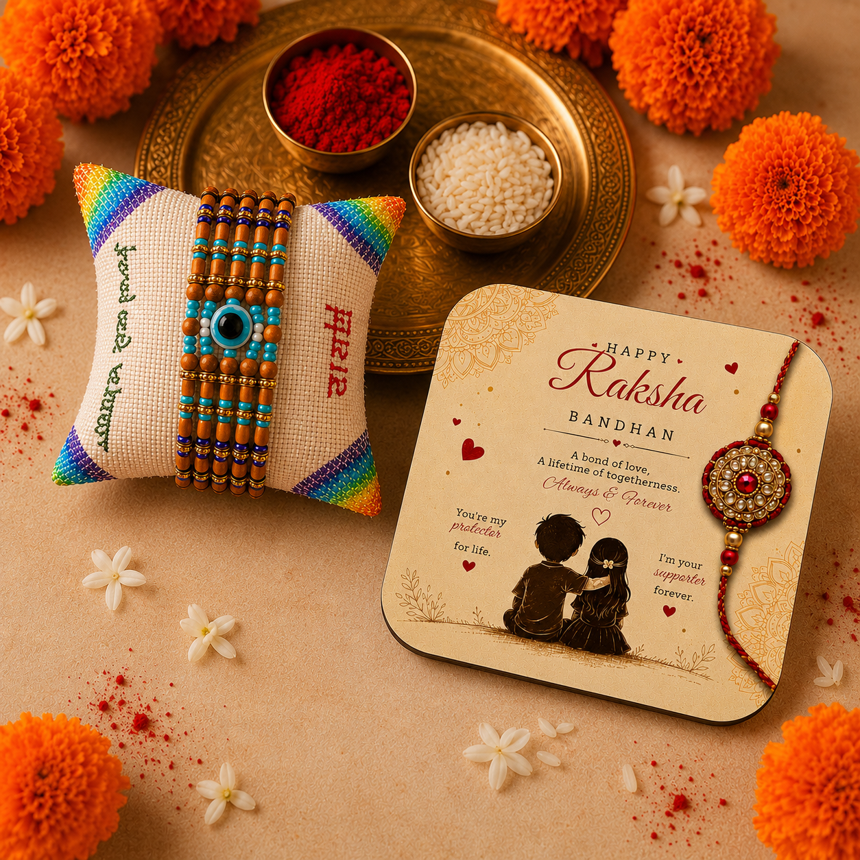 Raksha Bandhan Designer Rakhi | Stylish king Kalai Rakhi for Brother With Free Fridge magnet (Copy)