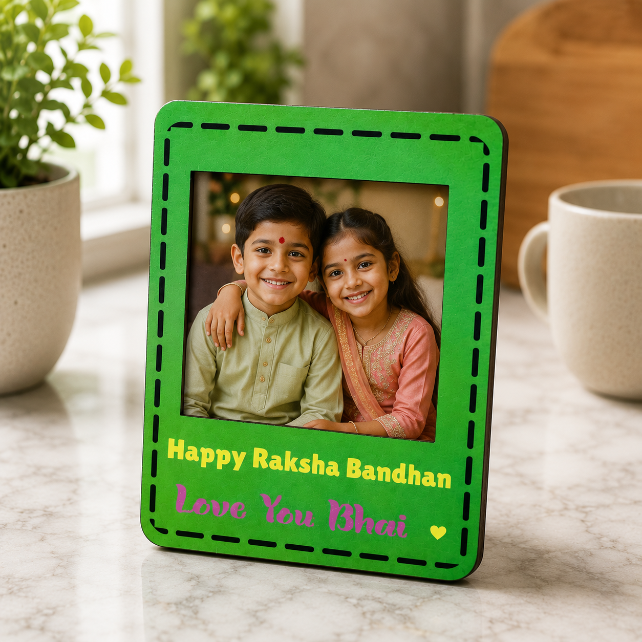 Personalized Raksha Bandhan Fridge Magnet with Free Rakhi | Custom Photo Refrigerator Magnet | Brother Sister Rakhi Gift | Personalized Keepsake