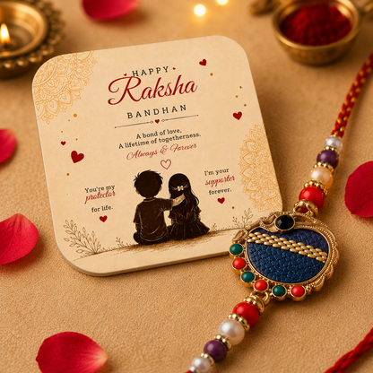 Elegant Designer Rakhi | Traditional Thread for Brother With Free Fridge Magnet