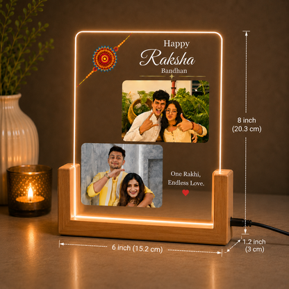 Custom Photo Acrylic Night Lamp for Rakhi | Personalized Brother Gift | LED Lamp