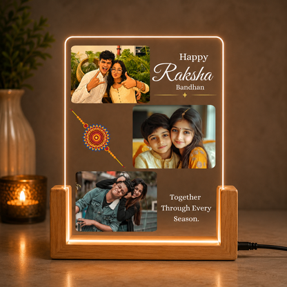 Custom Acrylic LED Photo Frame Lamp for Raksha Bandhan | Personalized Brother Gift |