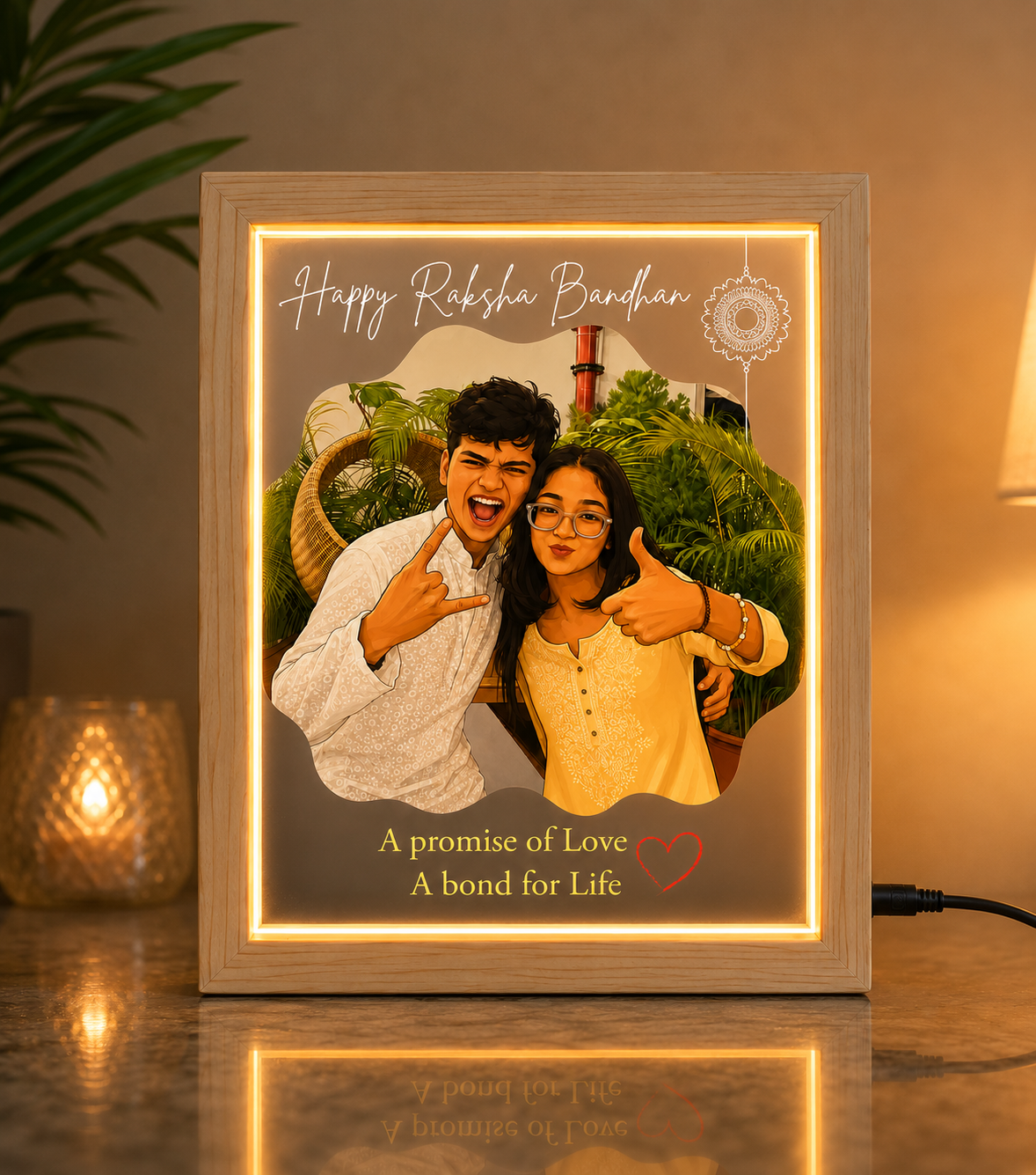 Custom Photo Raksha Bandhan LED Lamp for Brother &amp; Sister | Personalized Acrylic Night Light with Free Rakhi (Copy)