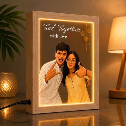 Personalized Rakhi Gift for Brother | Custom Photo Acrylic LED Lamp | Warm White Night Light