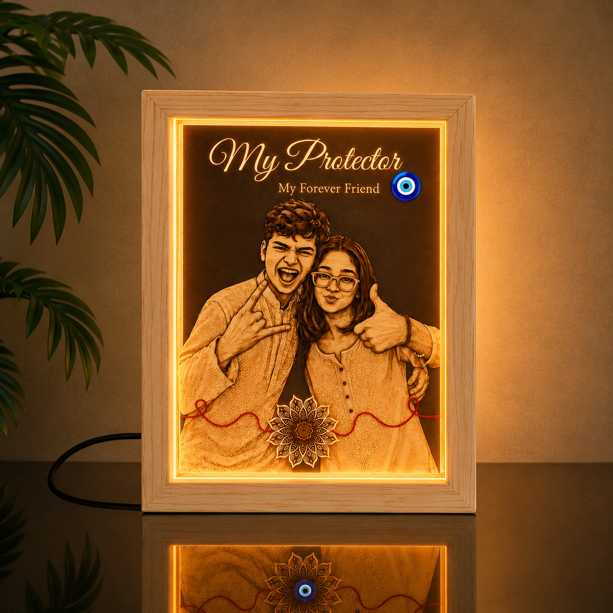 Personalized Acrylic LED Lamp for Raksha Bandhan | Custom Photo Gift for Brother |