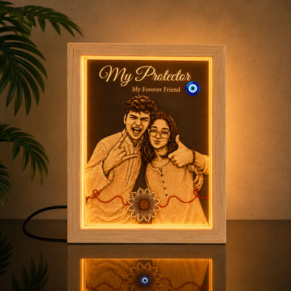 Personalized Acrylic LED Lamp for Raksha Bandhan | Custom Photo Gift for Brother |