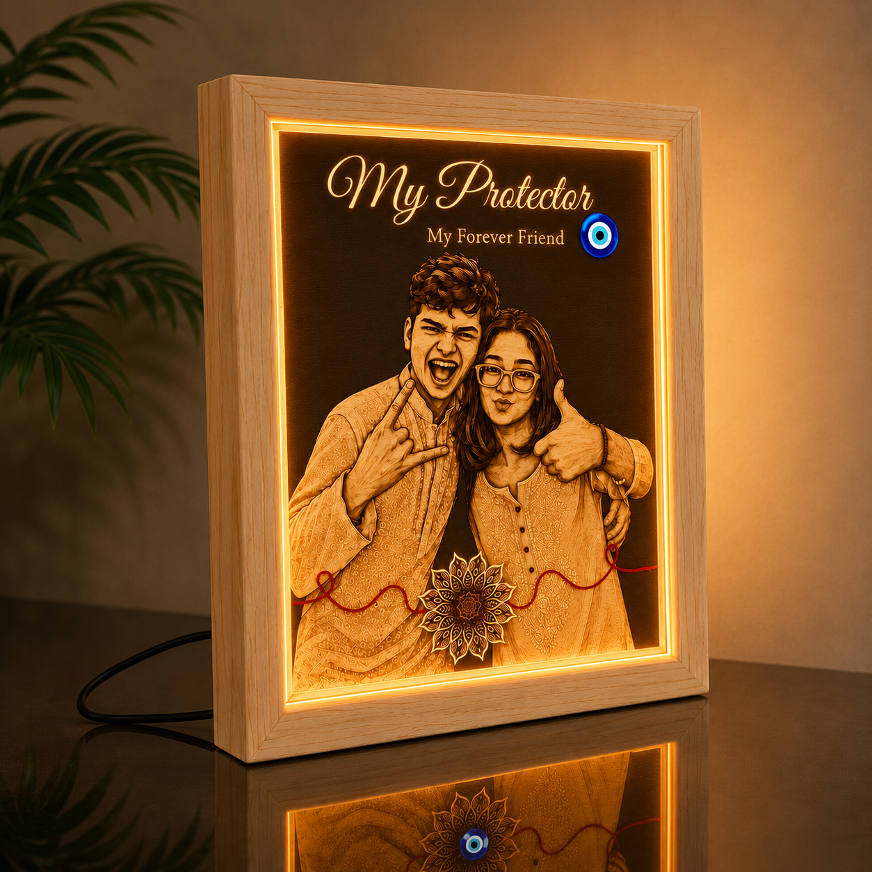 Personalized Acrylic LED Lamp for Raksha Bandhan | Custom Photo Gift for Brother |