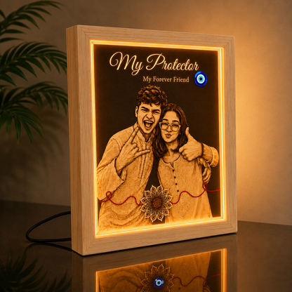 Personalized Acrylic LED Lamp for Raksha Bandhan | Custom Photo Gift for Brother |