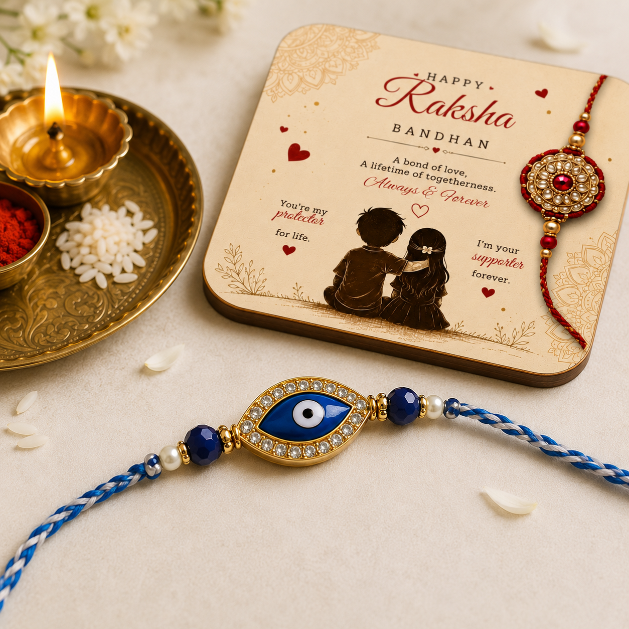 Raksha Bandhan Designer Rakhi | Stylish Sacred Thread for Brother With Free Fridge magnet