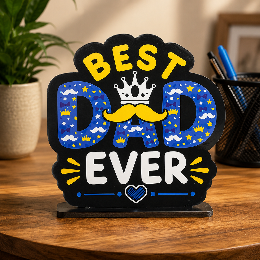 Personalised Best Dad Table Top Frame – Custom Photo Gift for Father | Wooden MDF | 6 × 6 Inch | Father&