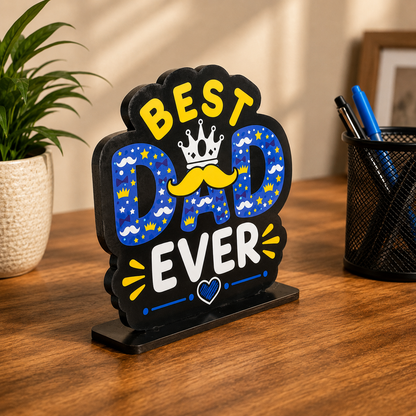 Personalised Best Dad Table Top Frame – Custom Photo Gift for Father | Wooden MDF | 6 × 6 Inch | Father&