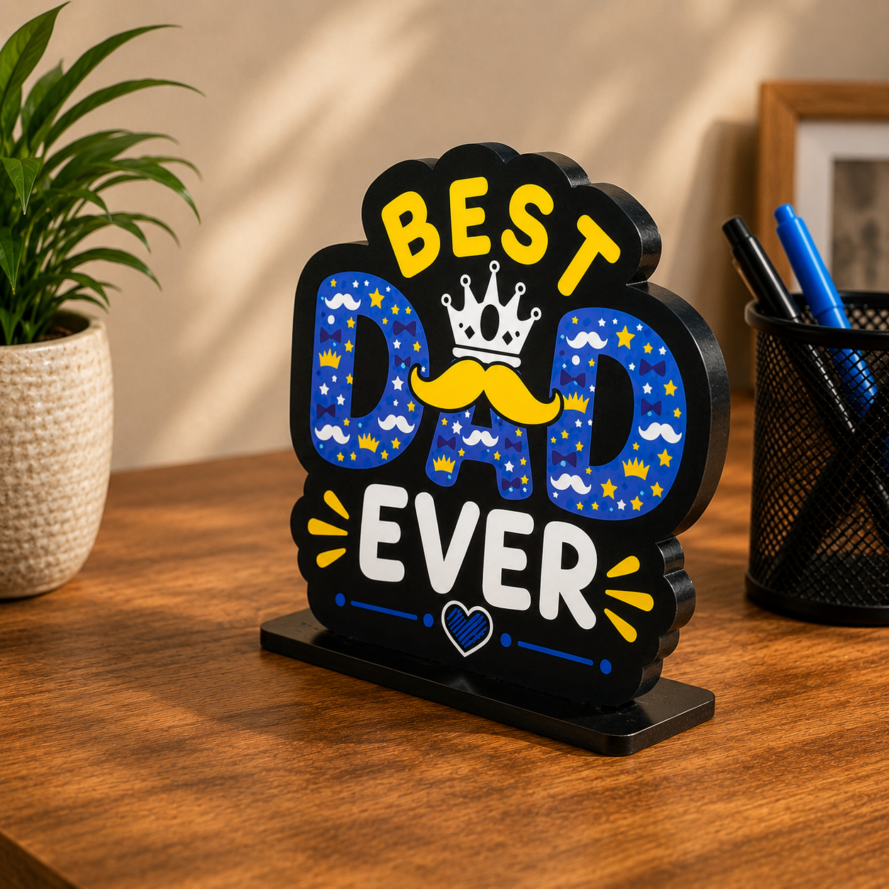 Personalised Best Dad Table Top Frame – Custom Photo Gift for Father | Wooden MDF | 6 × 6 Inch | Father&