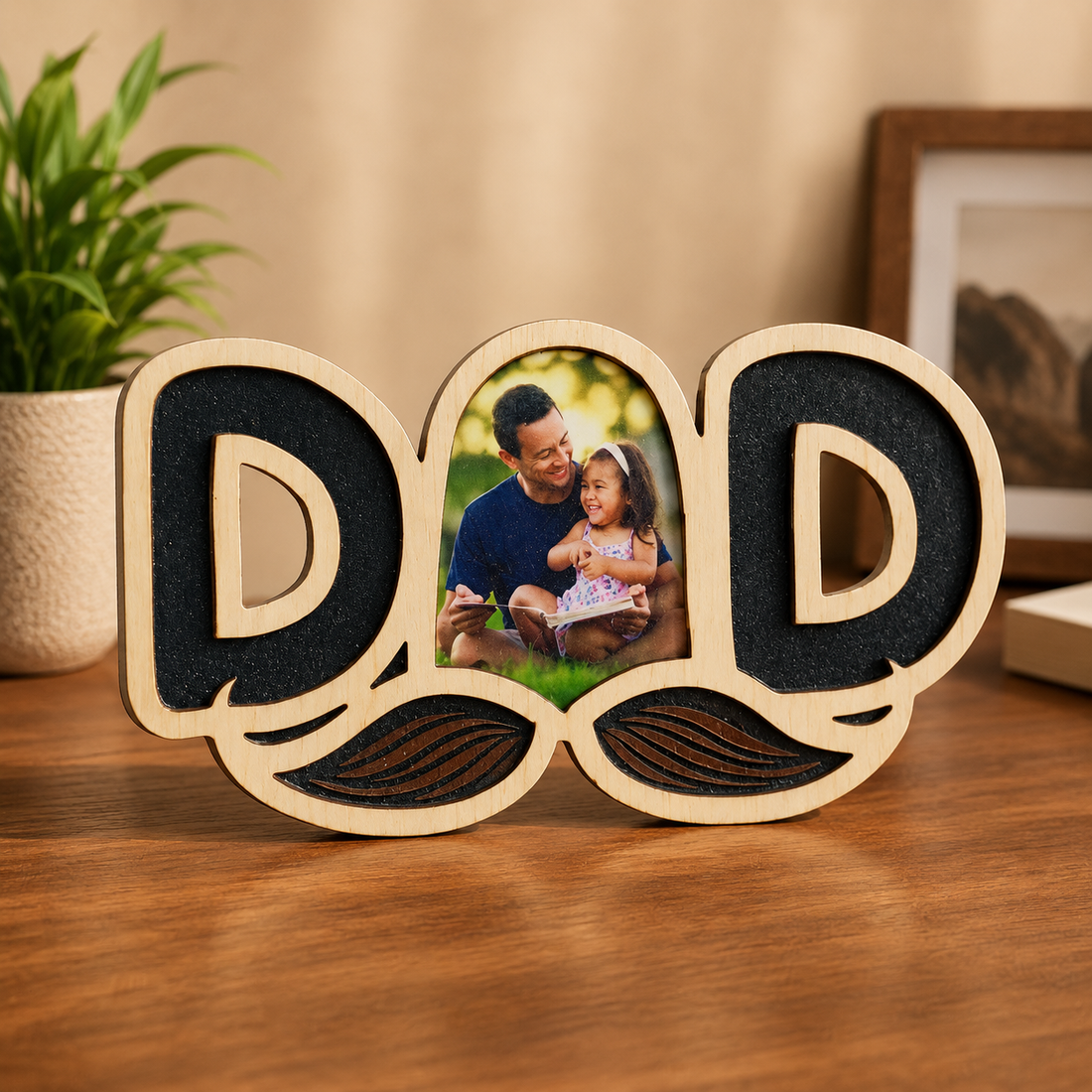 Personalised Best Dad Fridge Magnet – Custom Photo Gift for Father | Wooden Texture | Father&
