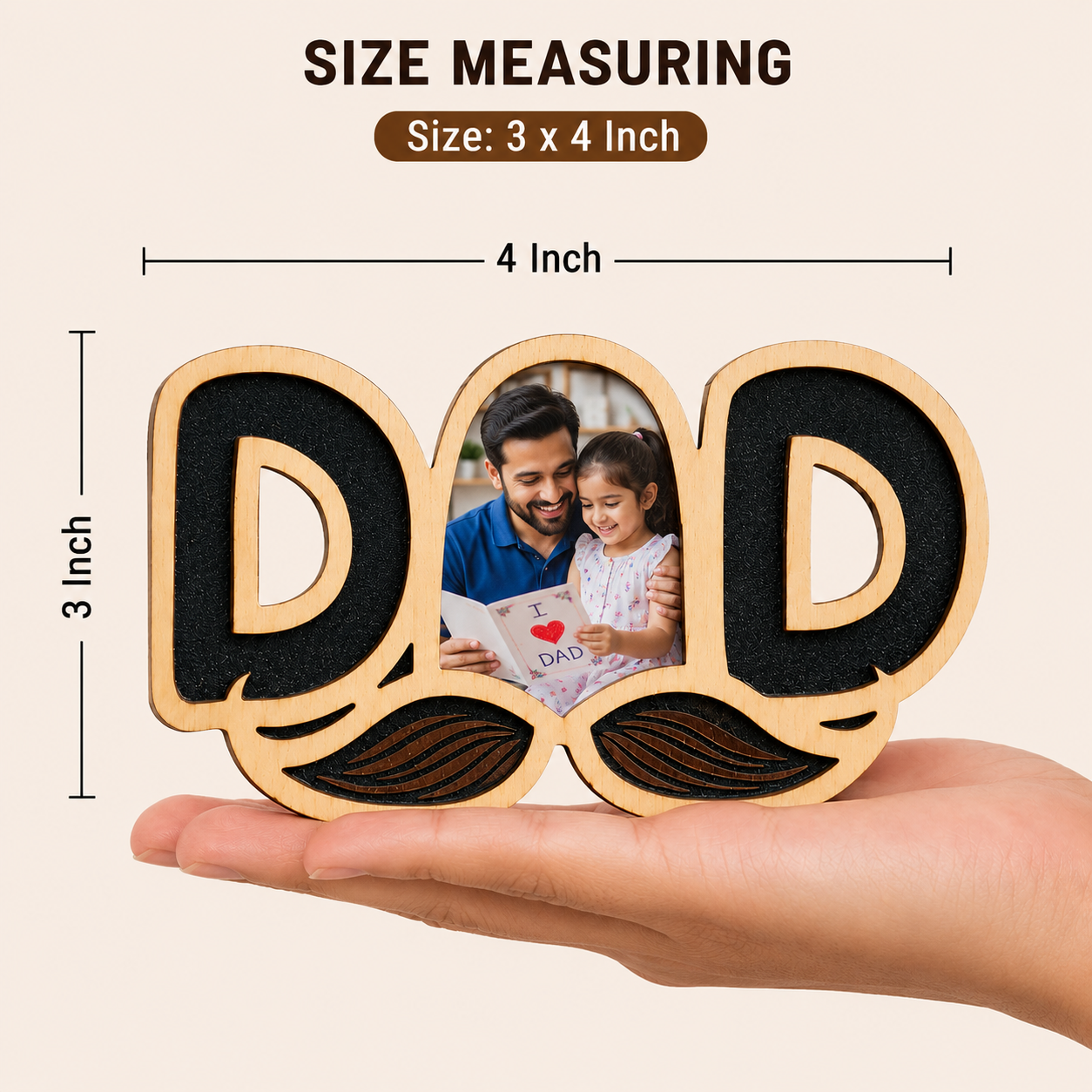 Personalised Best Dad Fridge Magnet – Custom Photo Gift for Father | Wooden Texture | Father&