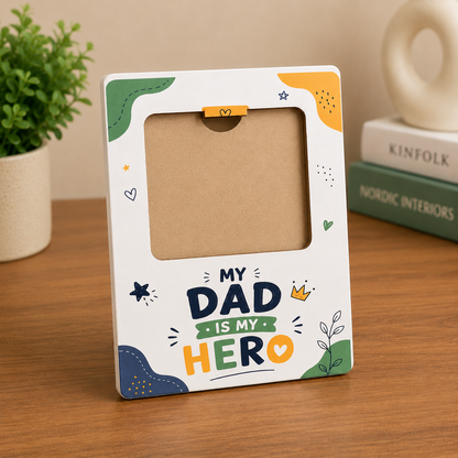 Personalised Best Dad Fridge Magnet – Custom Photo Gift for Father | Wooden Texture | Father&