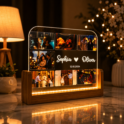 Personalized Couples Gift, Custom Photo Collage LED Light, Valentine, Family, Engagement, Gift for Her, Gift for Him, Best Friends Plaque |u shape