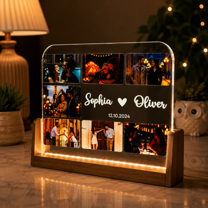 Personalized Couples Gift, Custom Photo Collage LED Light, Valentine, Family, Engagement, Gift for Her, Gift for Him, Best Friends Plaque |u shape
