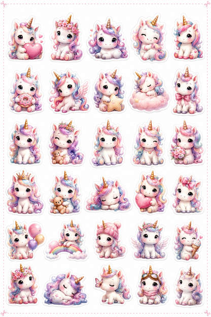 Custom 3D Waterproof unicorn Stickers | Durable &amp; Stylish- Set of 31