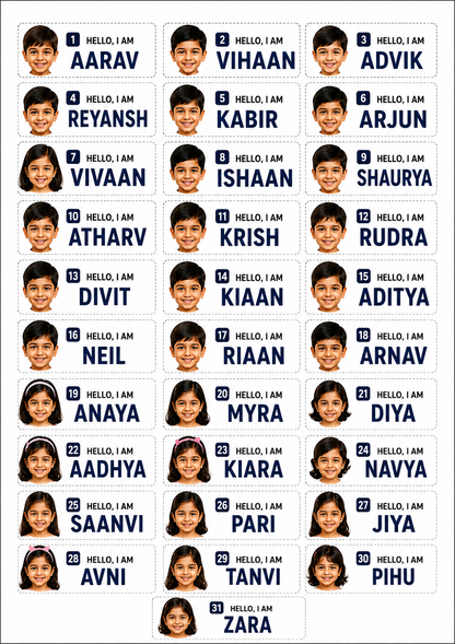 Custom 3D Waterproof Name Stickers with photo | Durable &amp; Stylish- Set of 31