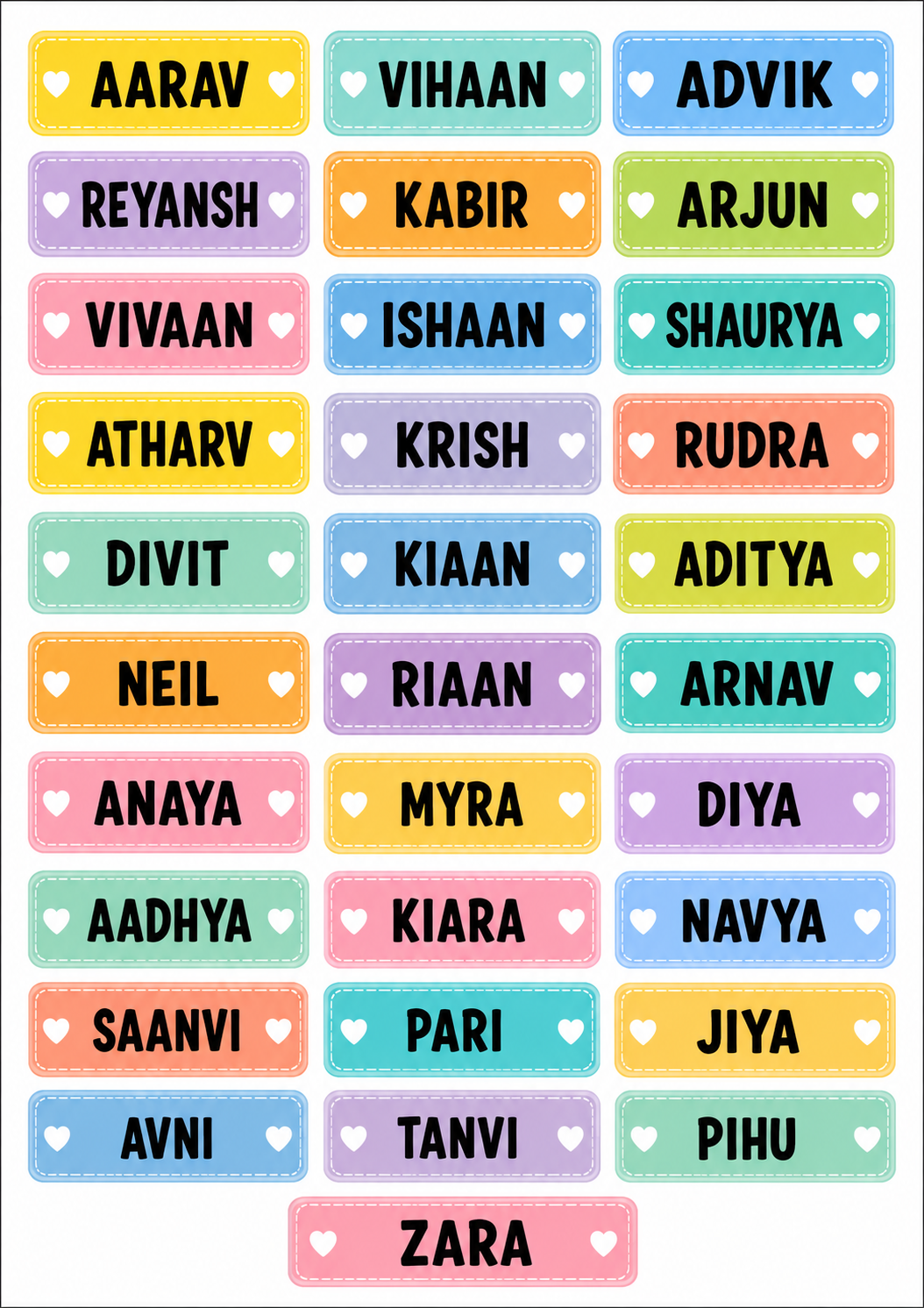 Custom 3D Waterproof color name Stickers | Durable &amp; Stylish- Set of 31