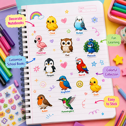 Custom 3D Waterproof bird with their name Stickers | Durable &amp; Stylish- Set of 31