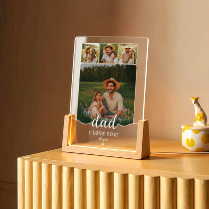 Custom Photo Night Light, Daddy Photo Collage LED Light, Personalized Photo Lamp, Birthday Gift for Dad, Father&