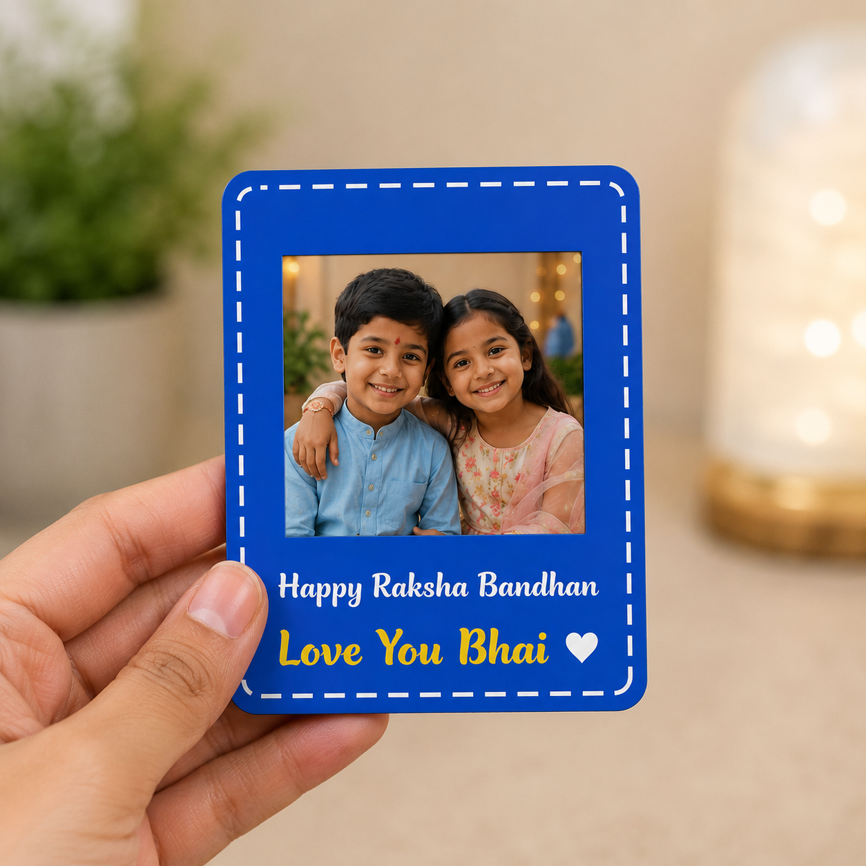 Personalized Raksha Bandhan Fridge Magnet with Free Rakhi | Custom Photo Refrigerator Magnet | Brother Sister Rakhi Gift | Personalized Keepsake