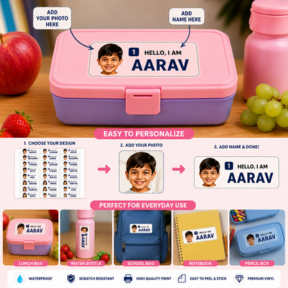 Custom 3D Waterproof Name Stickers with photo | Durable &amp; Stylish- Set of 31