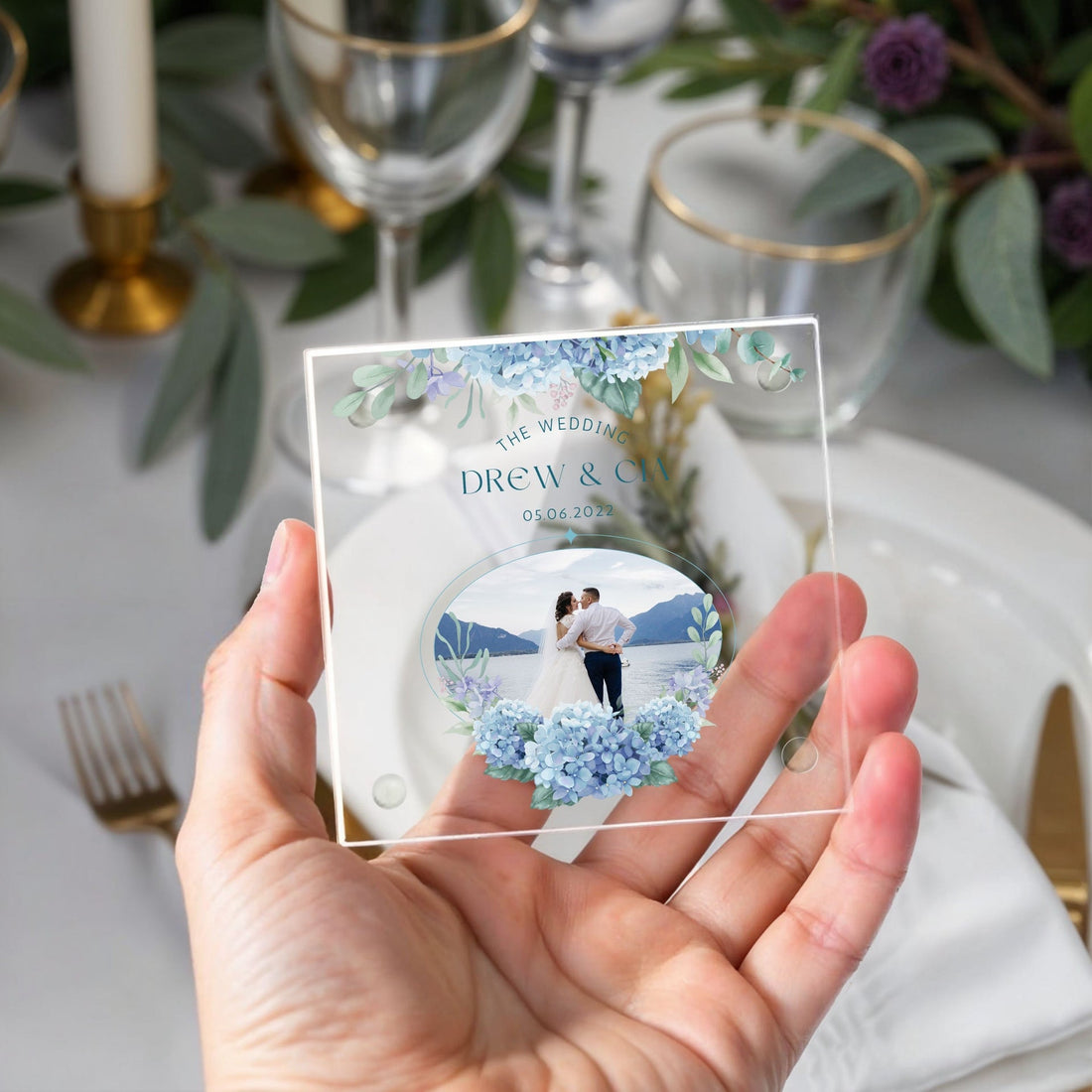 Personalised UV Printed Square Glass Photo Coaster Set – Custom Gift