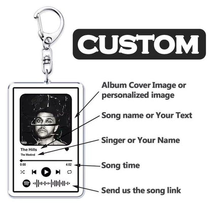 Acrylic Customized Spotify Keychain With Spotify Song Code And Your Image(2X3 Inches), Multi-Coloured