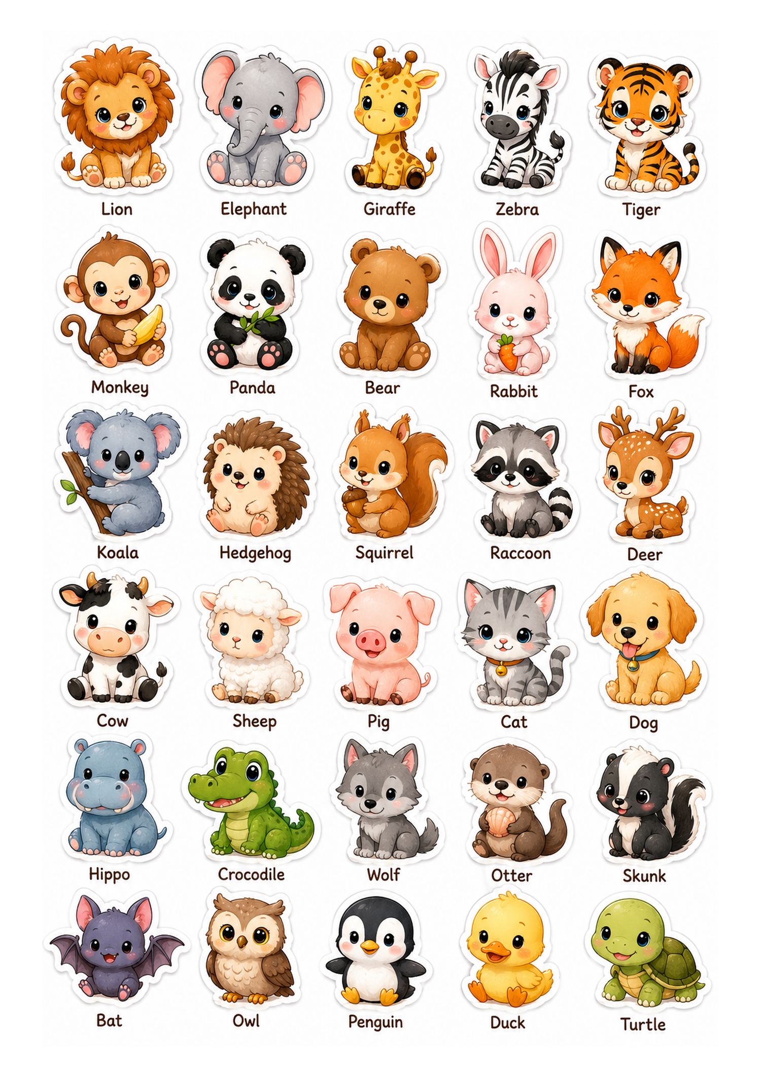 Custom 3D Waterproof animal with their name Stickers | Durable &amp; Stylish- Set of 31