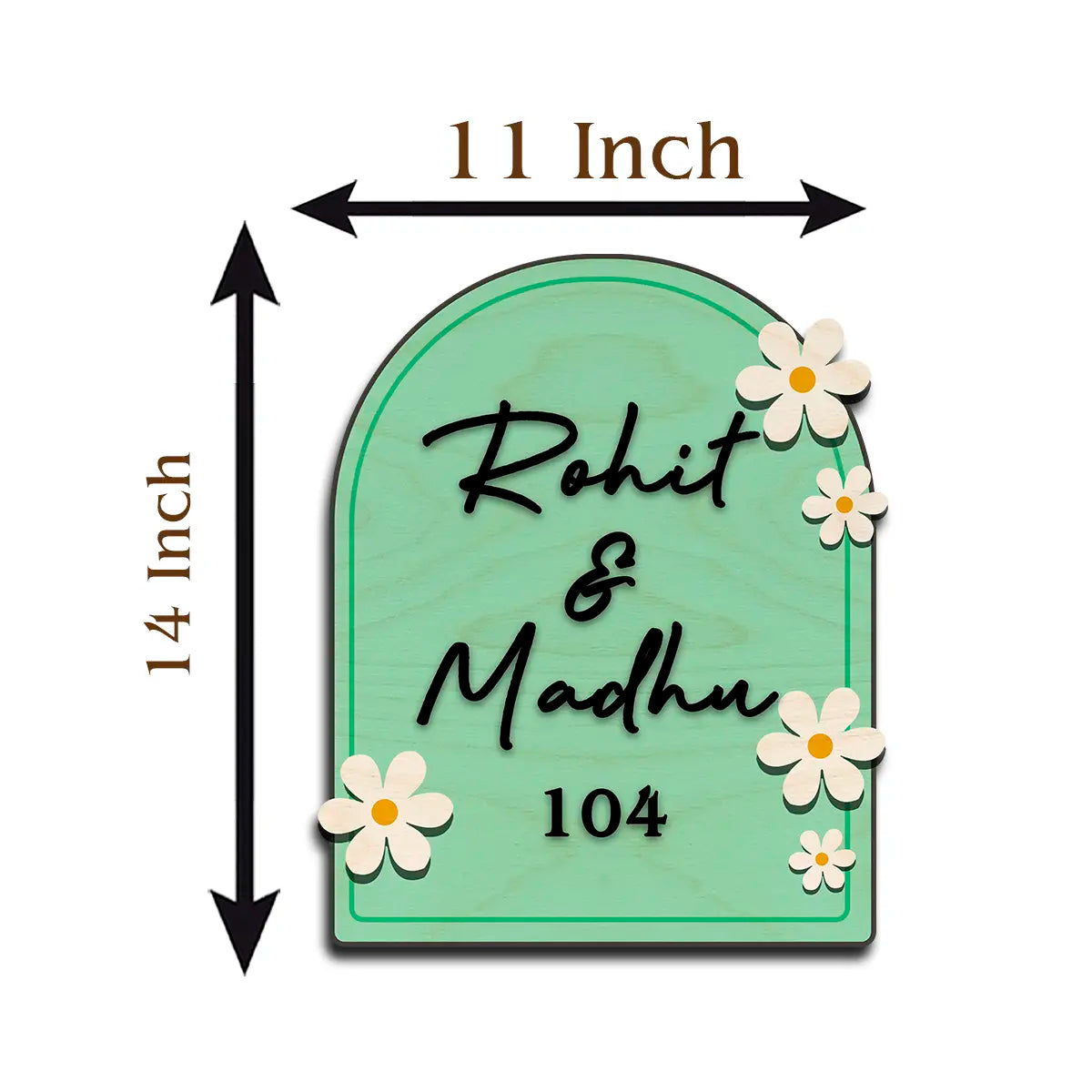 Modern Round Wooden Nameplate with 3D Acrylic Letters | Custom Made Wooden Nameplate with Daisy Charm | Personalized | 11X14 Inch(Copy)